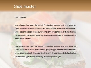 A Piece Of Bread With A Piece Of Salmon On Top Of It PowerPoint Template
