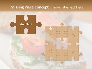 A Piece Of Bread With A Piece Of Salmon On Top Of It PowerPoint Template