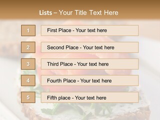A Piece Of Bread With A Piece Of Salmon On Top Of It PowerPoint Template