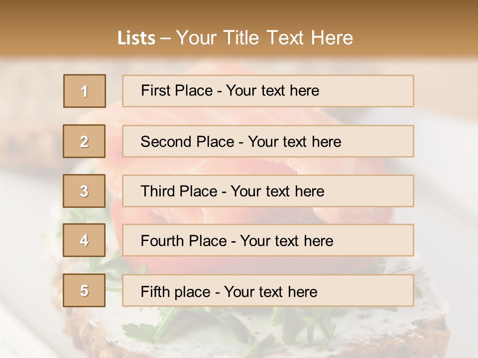 A Piece Of Bread With A Piece Of Salmon On Top Of It PowerPoint Template