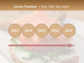 A Piece Of Bread With A Piece Of Salmon On Top Of It PowerPoint Template