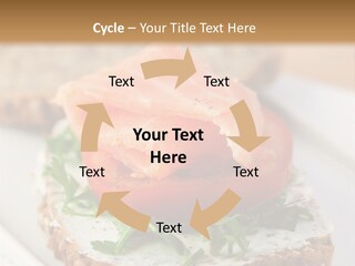 A Piece Of Bread With A Piece Of Salmon On Top Of It PowerPoint Template