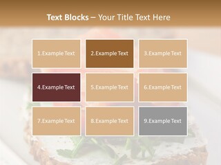 A Piece Of Bread With A Piece Of Salmon On Top Of It PowerPoint Template