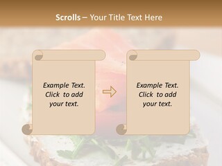 A Piece Of Bread With A Piece Of Salmon On Top Of It PowerPoint Template