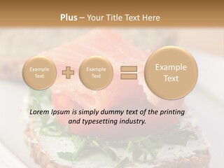 A Piece Of Bread With A Piece Of Salmon On Top Of It PowerPoint Template