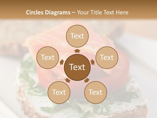 A Piece Of Bread With A Piece Of Salmon On Top Of It PowerPoint Template