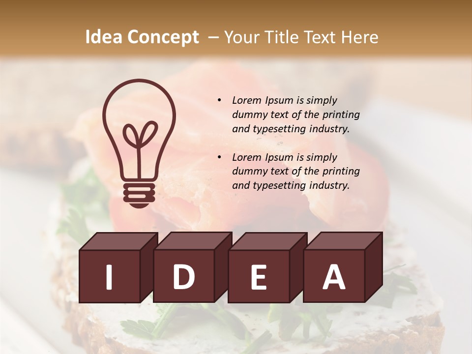 A Piece Of Bread With A Piece Of Salmon On Top Of It PowerPoint Template