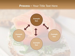 A Piece Of Bread With A Piece Of Salmon On Top Of It PowerPoint Template