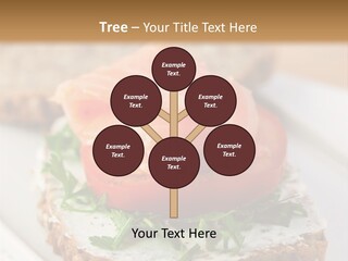 A Piece Of Bread With A Piece Of Salmon On Top Of It PowerPoint Template