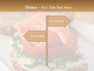 A Piece Of Bread With A Piece Of Salmon On Top Of It PowerPoint Template