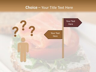 A Piece Of Bread With A Piece Of Salmon On Top Of It PowerPoint Template