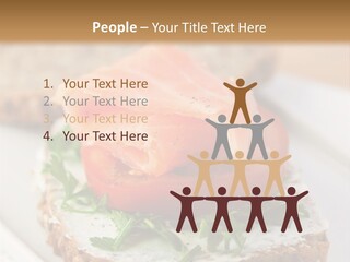 A Piece Of Bread With A Piece Of Salmon On Top Of It PowerPoint Template