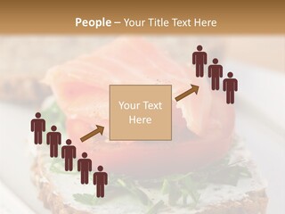 A Piece Of Bread With A Piece Of Salmon On Top Of It PowerPoint Template
