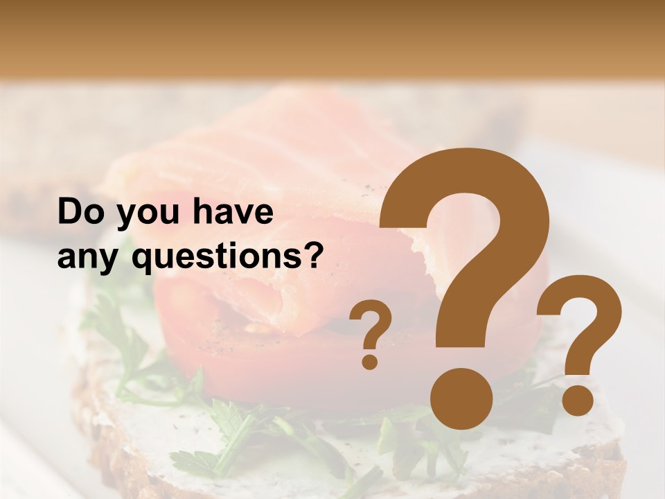 A Piece Of Bread With A Piece Of Salmon On Top Of It PowerPoint Template