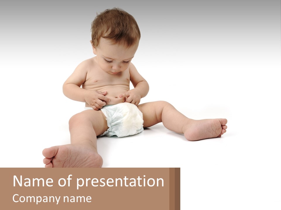 A Baby Sitting On The Ground With A Diaper PowerPoint Template