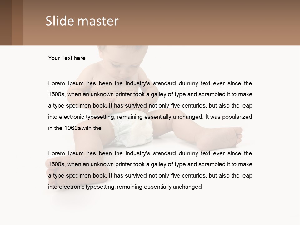 A Baby Sitting On The Ground With A Diaper PowerPoint Template