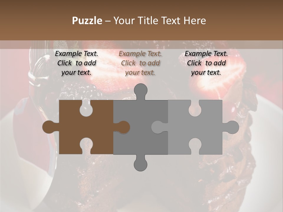 A Piece Of Chocolate Cake With Strawberries On Top PowerPoint Template