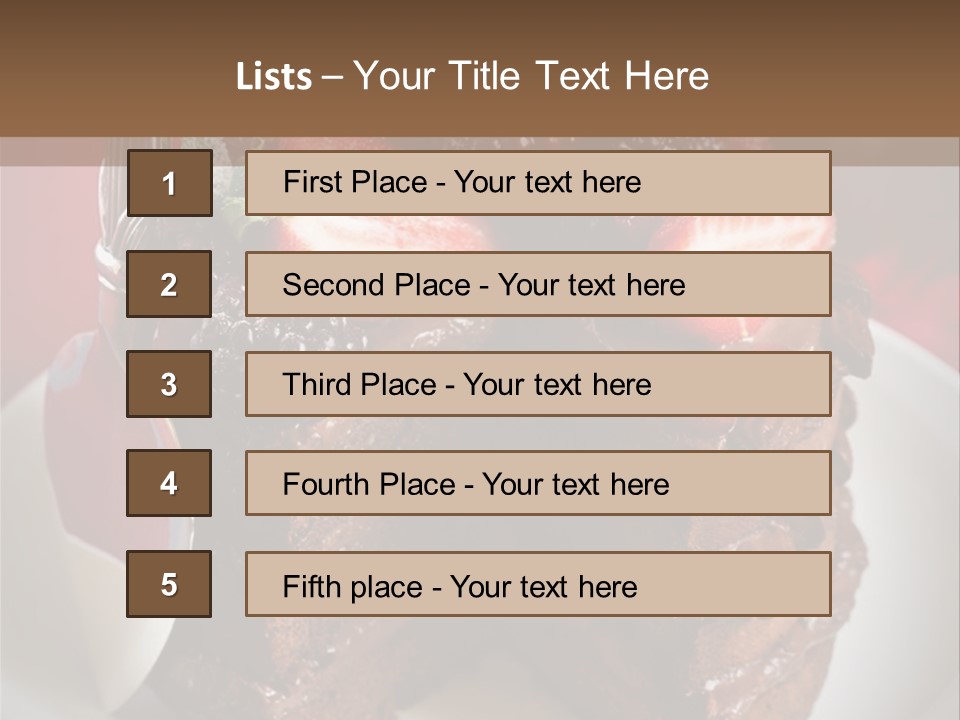 A Piece Of Chocolate Cake With Strawberries On Top PowerPoint Template
