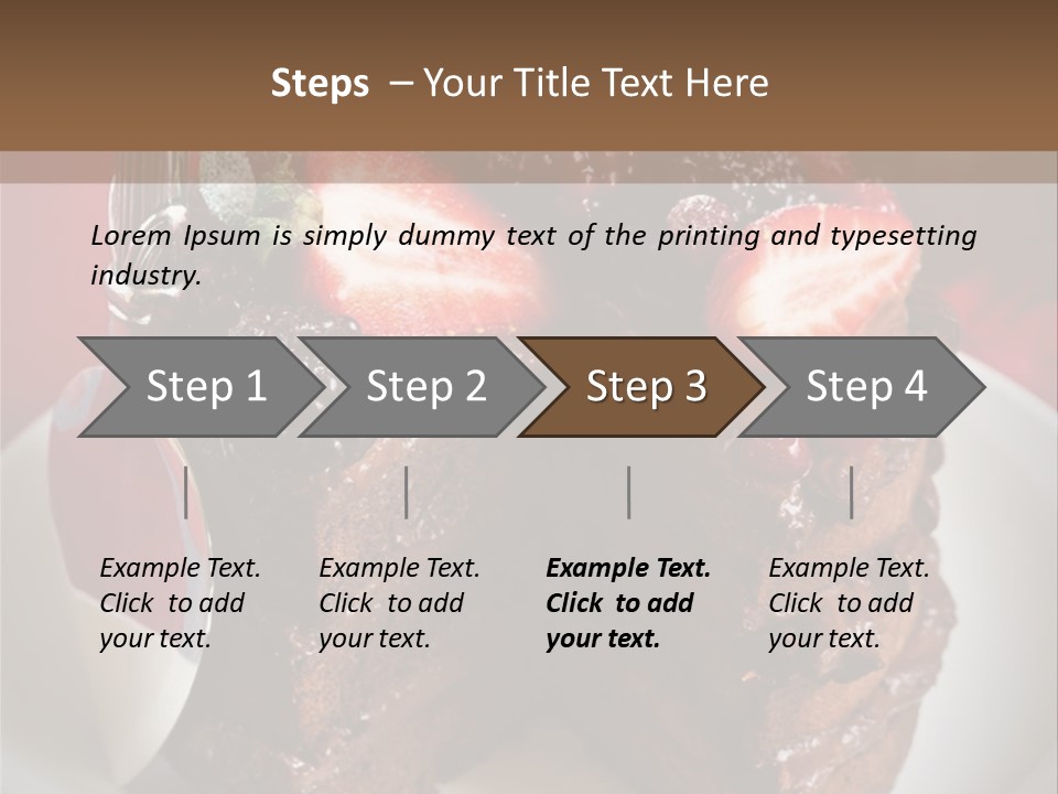 A Piece Of Chocolate Cake With Strawberries On Top PowerPoint Template