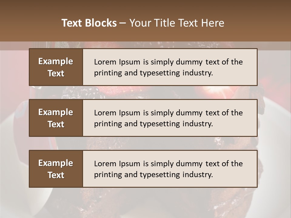 A Piece Of Chocolate Cake With Strawberries On Top PowerPoint Template