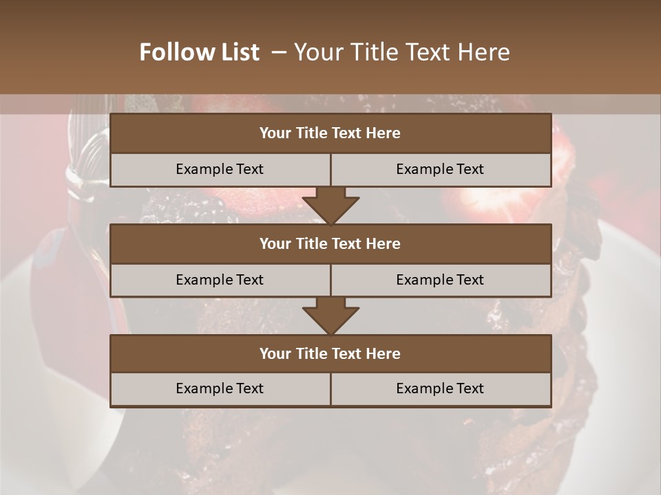 A Piece Of Chocolate Cake With Strawberries On Top PowerPoint Template