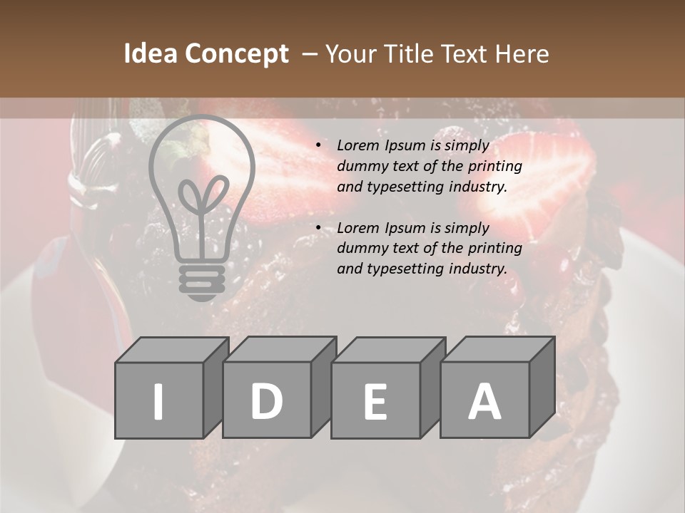 A Piece Of Chocolate Cake With Strawberries On Top PowerPoint Template