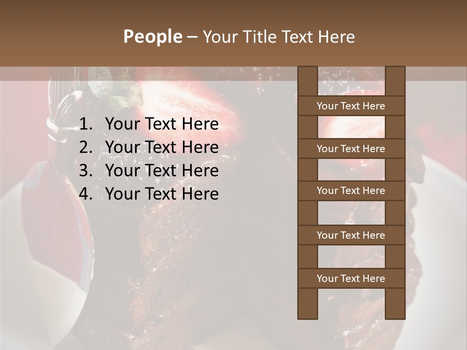 A Piece Of Chocolate Cake With Strawberries On Top PowerPoint Template