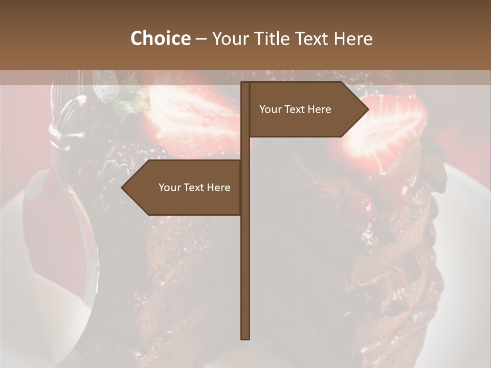 A Piece Of Chocolate Cake With Strawberries On Top PowerPoint Template