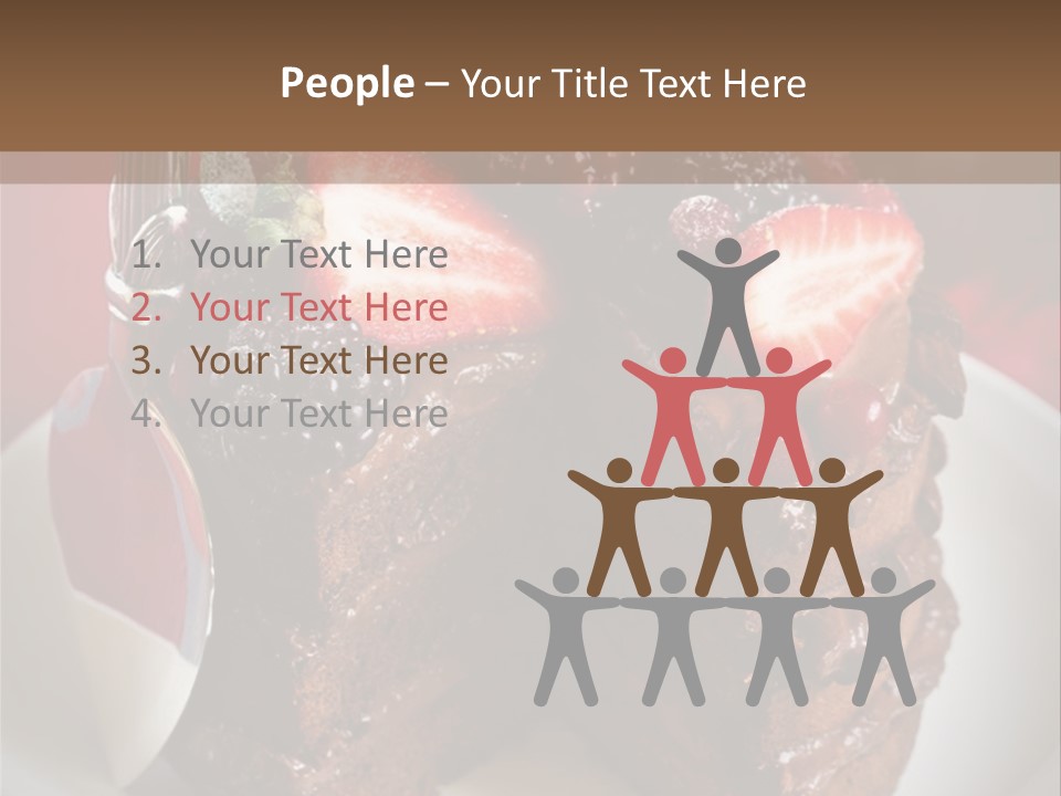 A Piece Of Chocolate Cake With Strawberries On Top PowerPoint Template