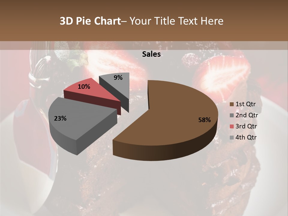 A Piece Of Chocolate Cake With Strawberries On Top PowerPoint Template