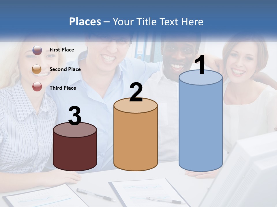A Group Of People Standing Around A Table PowerPoint Template