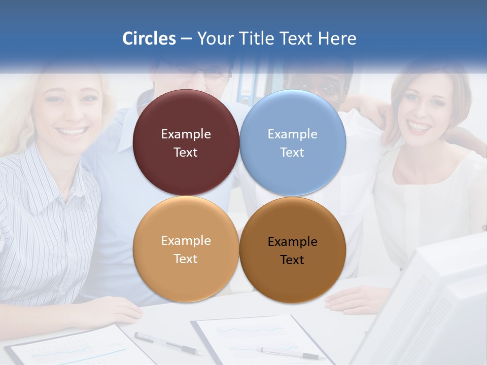 A Group Of People Standing Around A Table PowerPoint Template