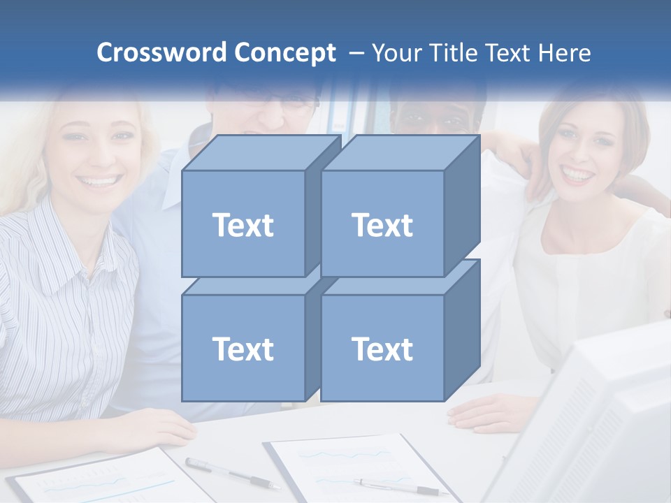 A Group Of People Standing Around A Table PowerPoint Template