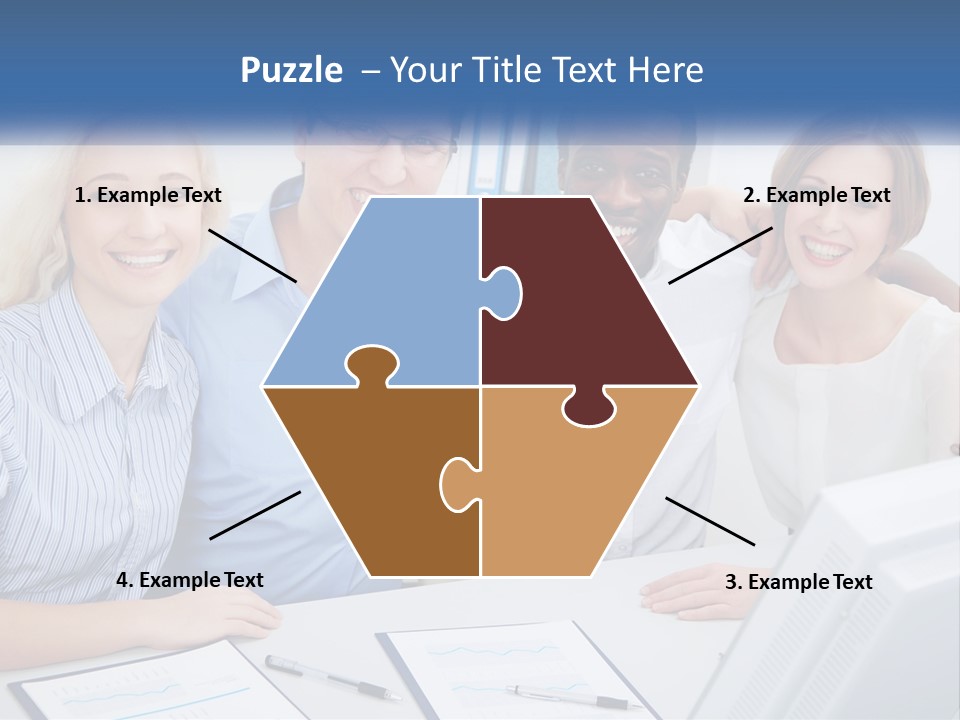 A Group Of People Standing Around A Table PowerPoint Template