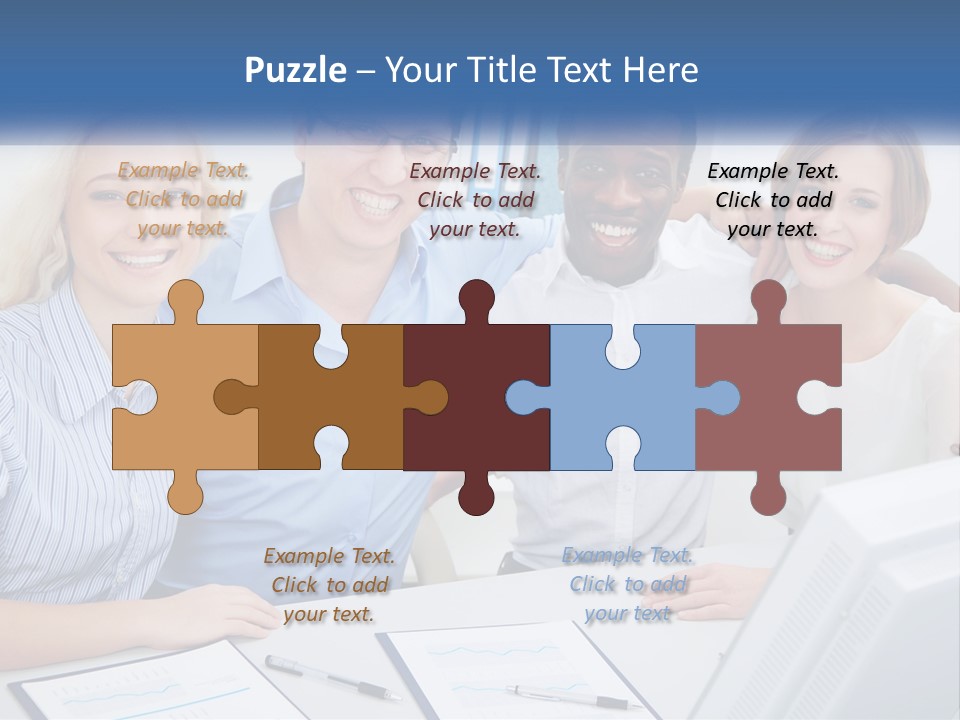 A Group Of People Standing Around A Table PowerPoint Template