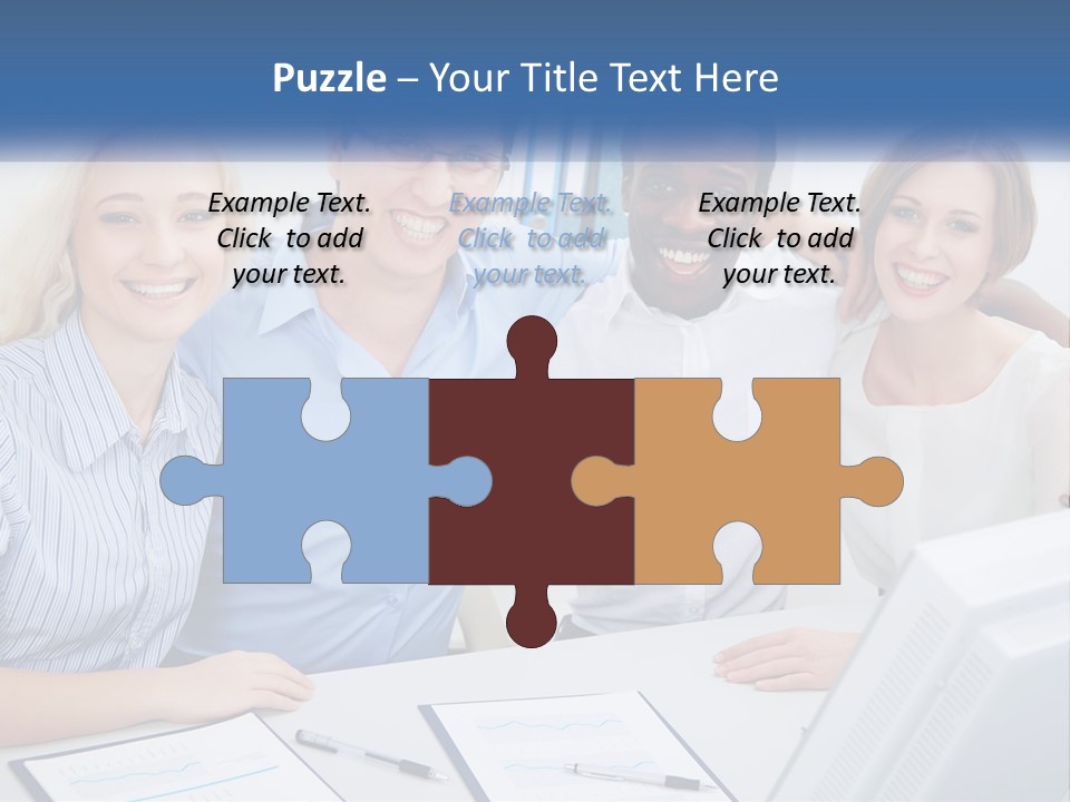 A Group Of People Standing Around A Table PowerPoint Template