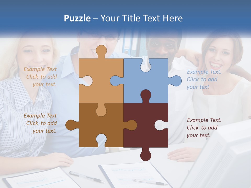 A Group Of People Standing Around A Table PowerPoint Template
