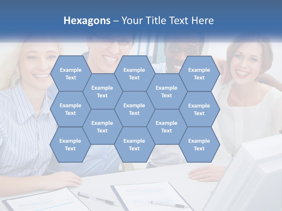 A Group Of People Standing Around A Table PowerPoint Template