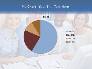 A Group Of People Standing Around A Table PowerPoint Template