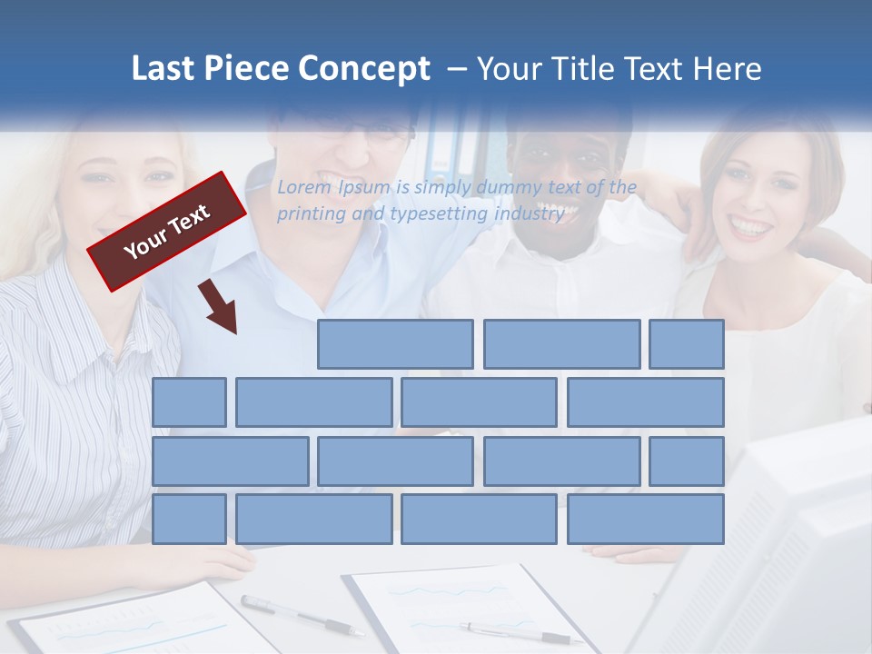 A Group Of People Standing Around A Table PowerPoint Template