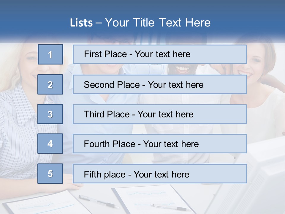 A Group Of People Standing Around A Table PowerPoint Template