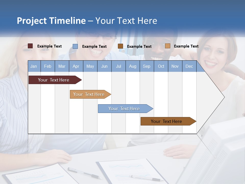 A Group Of People Standing Around A Table PowerPoint Template