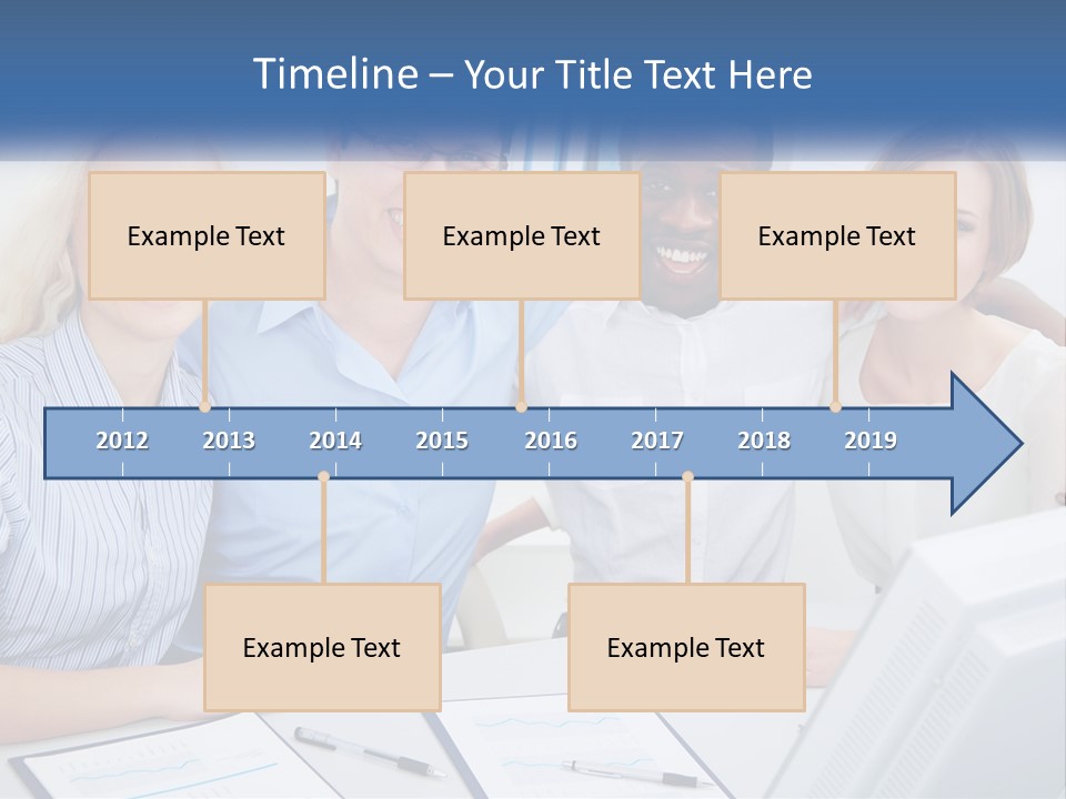 A Group Of People Standing Around A Table PowerPoint Template
