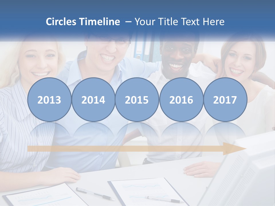 A Group Of People Standing Around A Table PowerPoint Template