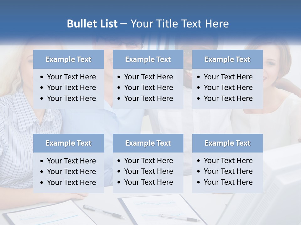 A Group Of People Standing Around A Table PowerPoint Template