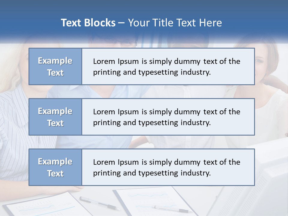 A Group Of People Standing Around A Table PowerPoint Template