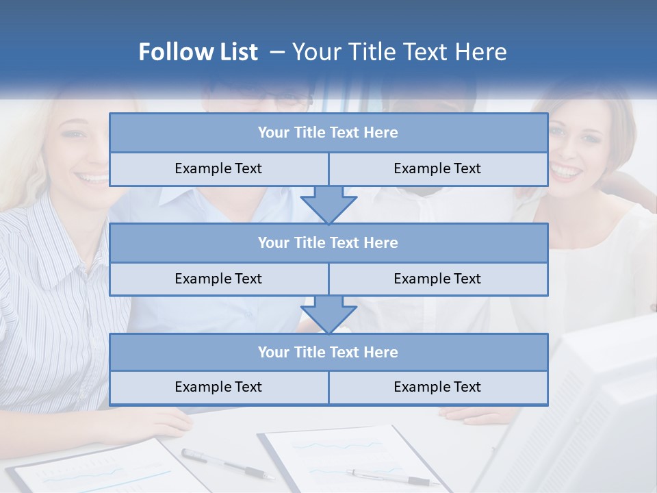 A Group Of People Standing Around A Table PowerPoint Template