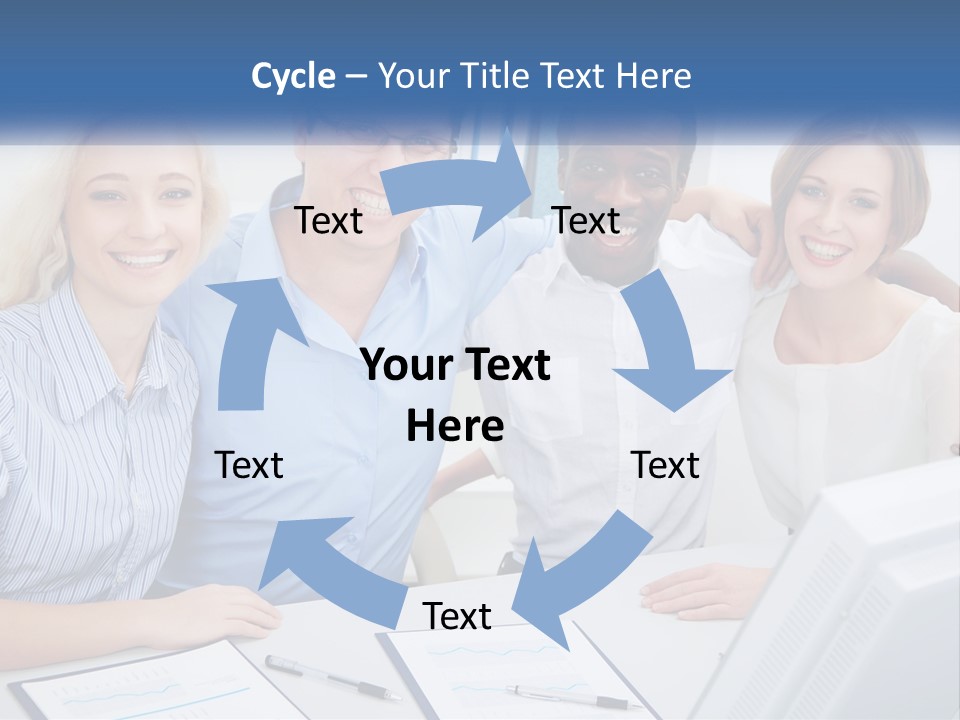 A Group Of People Standing Around A Table PowerPoint Template