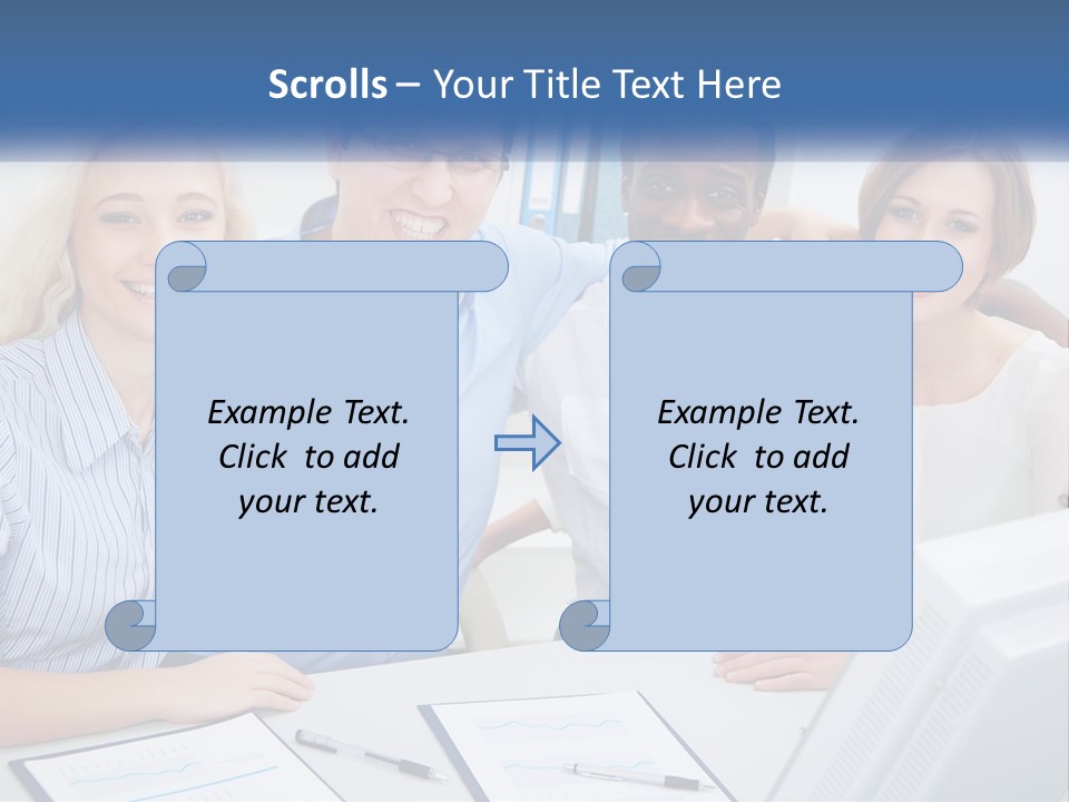 A Group Of People Standing Around A Table PowerPoint Template
