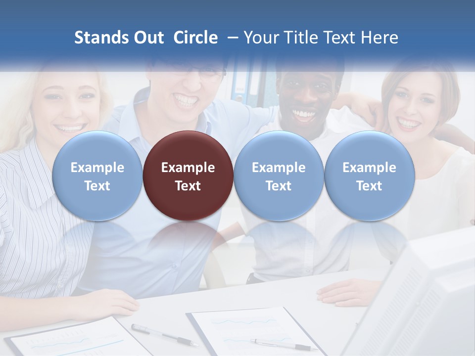A Group Of People Standing Around A Table PowerPoint Template